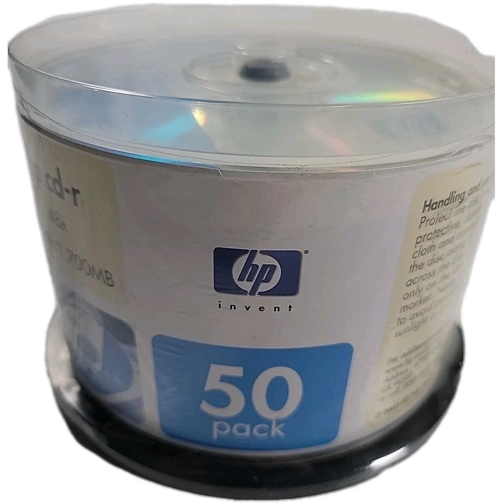 HP Blank CD-R 48X 700MB 80 minute CD's (Sealed) 50 Disc/Pack Bundle & Save